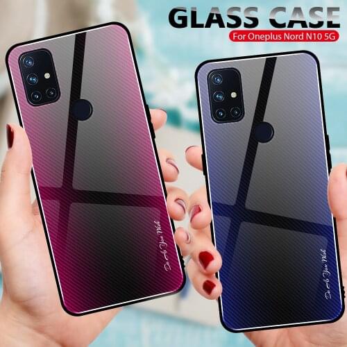 1+Nord N10 5G Case Gradient Glass Phone Case for OnePlus Nord N10 5G N100 8 7 7T Pro Protective Cover for one plus nord n10 5g