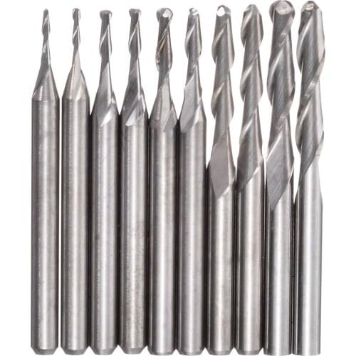 10Pcs Carbide Ball Nose End Mil Set Router Bit 1/1.5/2.0/2.5/3.175mm CNC Machine Engraving Tool Bit Milling Cutter