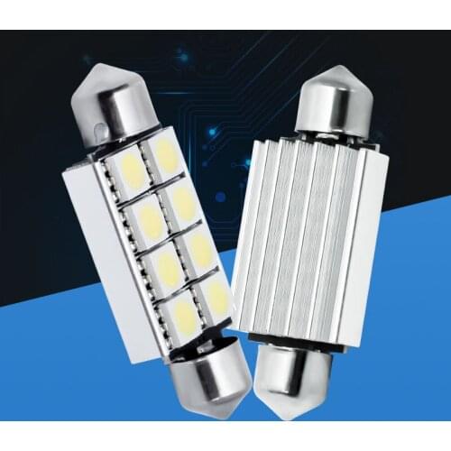 10pcs 42mm c5w C10W 8 smd 5050 Led canbus error free Car Interior Festoon Light Auto Reading Lamp no obc error white 12V 10X