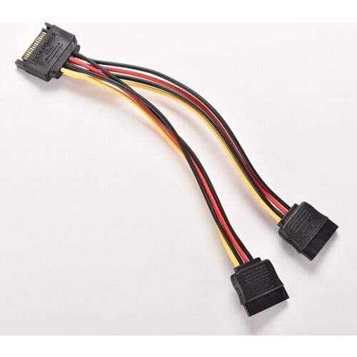 SATA Power 15-pin Y-Splitter Cable Adapter Male to Female for HDD Hard Drive SATA Power Drop Shipping
