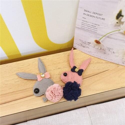 15pcs/lot cartoon lovely Rabbit shape Patches Appliques for Craft Clothes Sewing Supplies DIY children sock Accessories