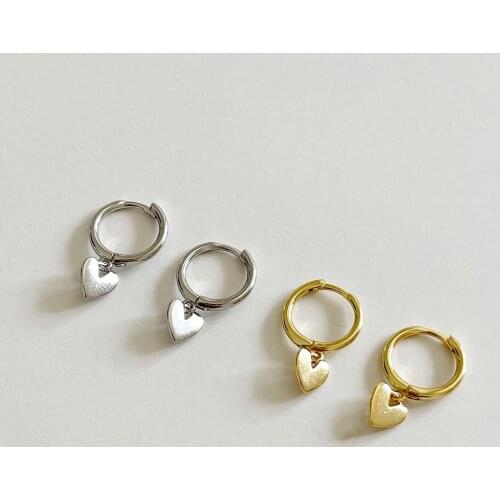 18K Gold 100% Authentic 925 Sterling silver Heart Love Hoop Huggie Earrings Jewelry cute