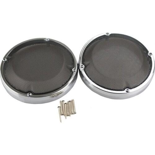 2pcs Chrome 6.5" Saddlebag Lid Speaker Grill Cover For Harley Electra Street Glide FLHX Road King Touring