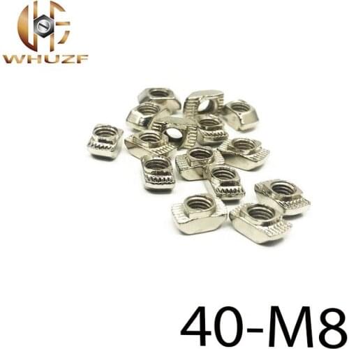 20PCS 40-M8 M8 Hammer Head T nut Fasten Nut Connector Nickel Plated for 4040 series aluminum profile Slot Groove 8