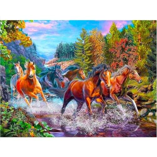 5d scenery diamond mosaic embroidery running horse painting by numbers rhinestone wall sticker daimond drawing art needlework