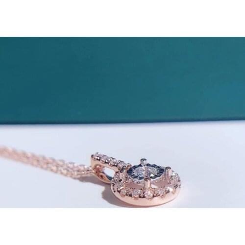 AEAW 18K White Gold Engagement Pendant diamond Necklace 0.06Ct Diamond Pendants Accessories Women Romantic Gift