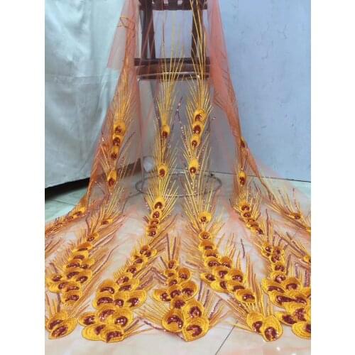 African Mesh Lace Fabric With Sequins 2021 High-quality Nigerian Lace Fabric 5 Yards French Tulle Lace Fabric D3618