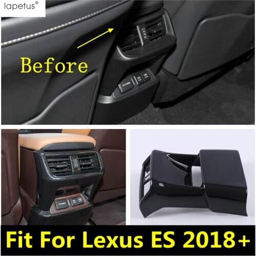 Lapetus Carbon Fiber Look Accessories Rear Air Outlet Vent Frame Decoration Anti Kick Decals Cover Trim For Lexus ES 2018 - 2021