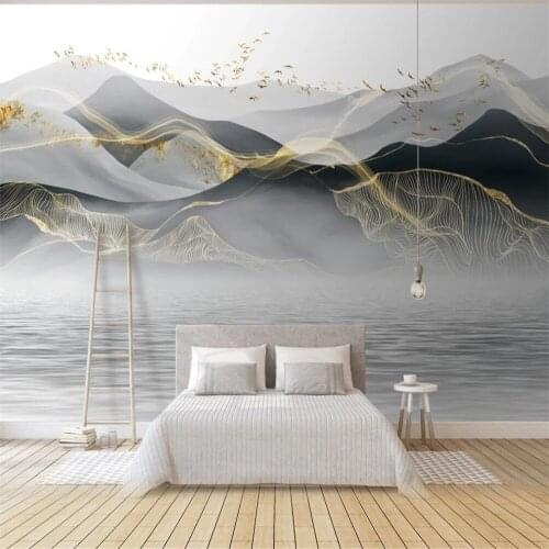 Milofi custom large wallpaper mural modern light luxury abstract ink landscape landscape wall decoration painting