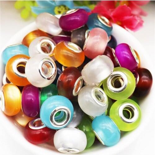 10pcs Wholesale Large Hole Murano Spacer Beads Charms Fit Pandora Bracelet Bangle Snake Chain Necklaces for DIY Jewelry Making