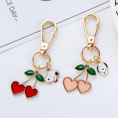 2pcs Lovely Cherry Red Pink Alloy MenS And WomenS Key Chain DIY Making Jewelry Necklace Handmade Accessories