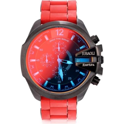 Sports Chronograph Watches Men Red Steel Strip Discoloration Glass Creative Quartz Business Waterproof Watch Relogio Masculino