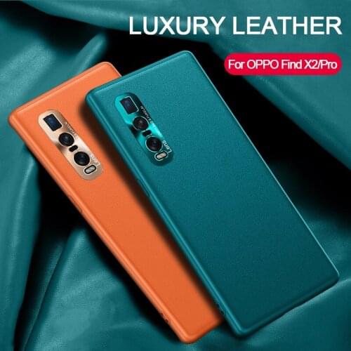Cases For OPPO Find X2 Pro Original Luxury Leather Metal Lens Ultra Thin Full Protection Soft Edge Back Cover