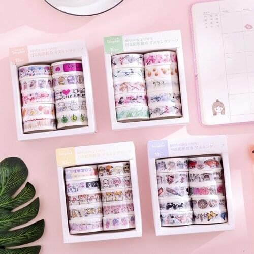 Ellen Brook 1 Set Decorative Comics Adhesive Masking Tape Tools Stickers Paper Diary DIY Office Photos Album Cute Stationary