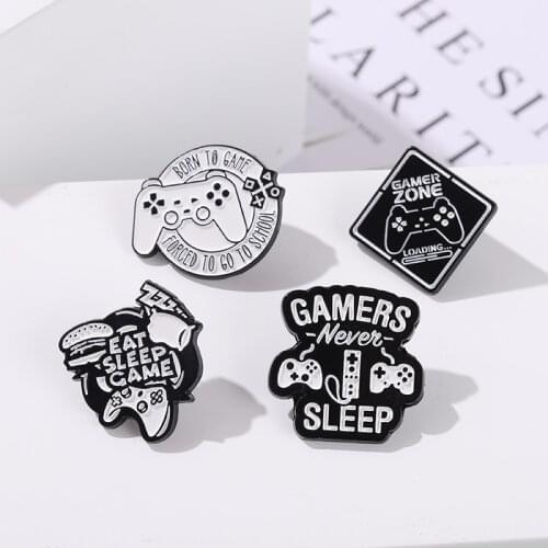 Game Enamel Pins Controllers Eemote Control Brooches Hamburg Pillow Custom Badge Decoration for Teenagers Boy Player Jewelry