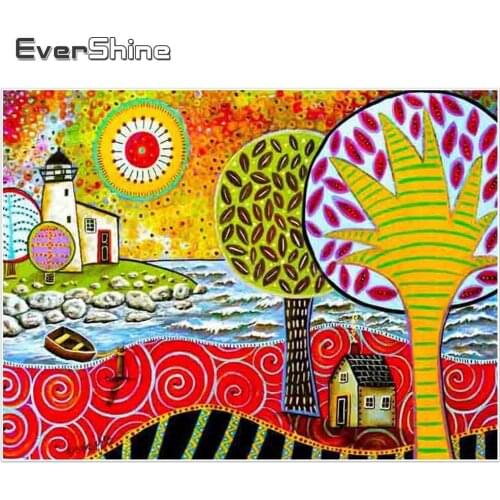 EverShine Diamond Painting Cross Stitch Landscape Pictures Of Rhinestones Full Square Diamond Embroidery Flowers Children Gift