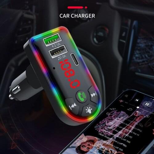 Bluetooth FM Transmitter F7 Colorful LED Backlight Wireless FM Radio Car Adapter Hands Free MP3 Player PD + 4.1A USB Charger