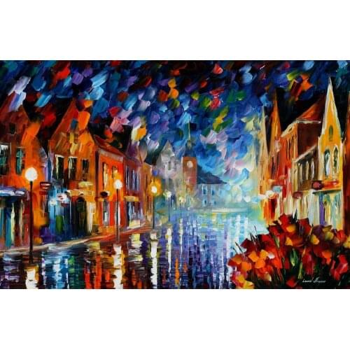 Beautiful landscape paintings frozen night palette knife art on canvas wall pictures for living room
