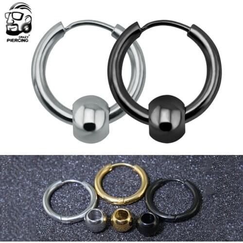 1pc 2 Styles Big Gold Black Titanium Captive Ball Hoop Nose Ring Ear Helix Rings Lip Labret Nose Rings Body Piercing Jewelry