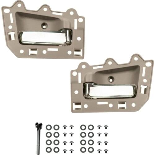 2Pcs Rear Left & Right Inside Interior Door Handle Set for 2005-2011 Jeep Grand Cherokee Beige & Chrome