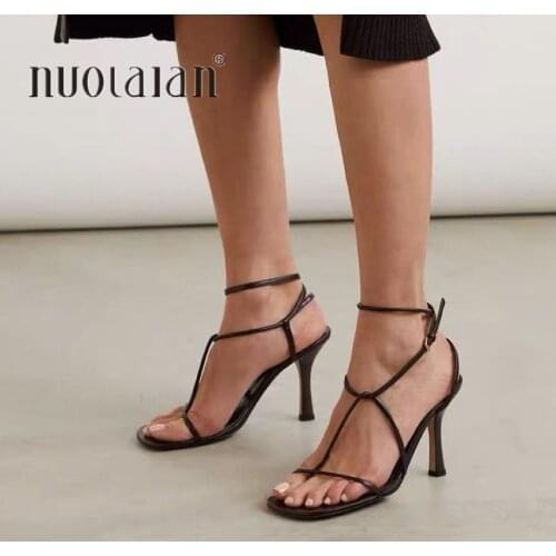 Summer Women Pumps Sexy Gladiator Sandals Shoes Woman 9CM High Heels Open Toe Sandal Lady Ankle Strap Pump Shoes Size 35-42