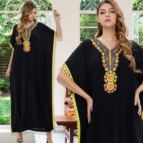 Moroccan Aid Turkey Muslim Abaya Dress Women Summer Kaftan Maxi Hijab Vestidos Islamic Clothing Ramadan Musulman Ensemnles Ropa
