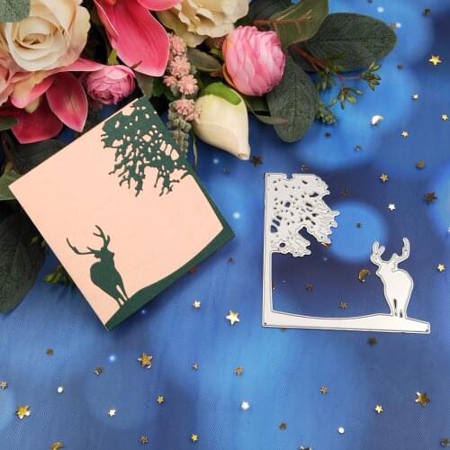 Tree side deer metal cutting dies 2019 new DIY scrapbook stamp greeting card gift card decorative arts and crafts embossed mold