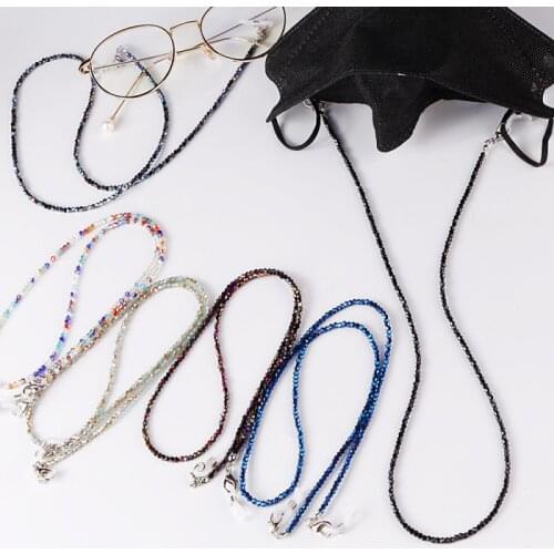 Fashion Bead Mask Hanging Rope Crystal Woven Beads Mask Holder Anti-lost Glasses Chain Necklace Jewelry Earphone Chain Home Tool