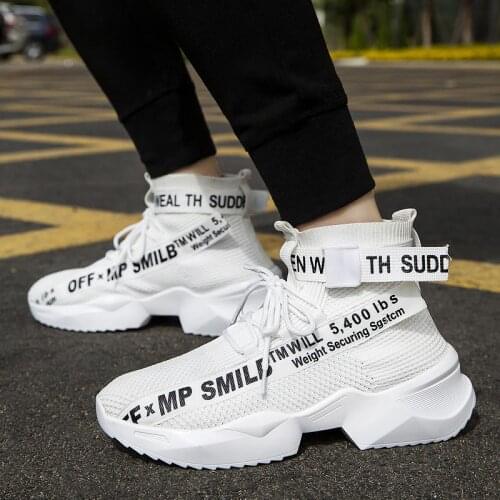 High Top Platform Sneakers Socks Men Sport Shoes Men Running Shoes Men Brands White Sports Knit Tennis Trainers Aquatic D-993