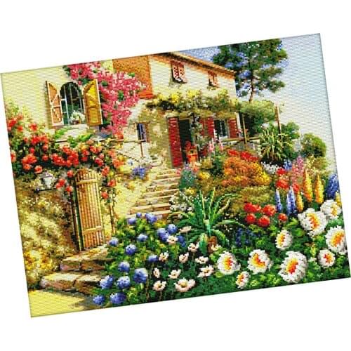 Cross Stitch Kit Embroidery Pattern Garden Villa Picture Embroidery Set Embroidery With Material Pack For Kids / Beginner Craft