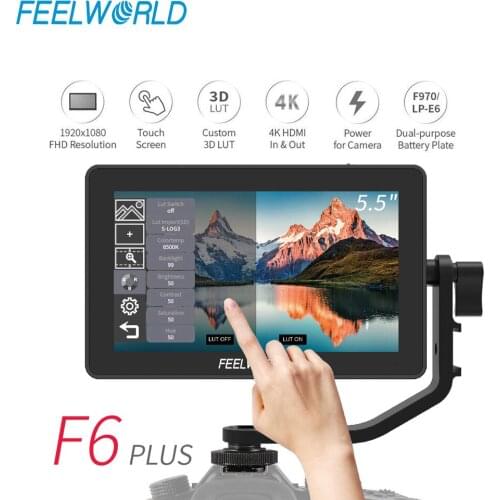 FEELWORLD F6 PLUS 5.5 Inch on Camera DSLR Field Monitor 3D LUT Touch Screen IPS FHD 1920x1080 Video Focus Assist Support 4K HDMI