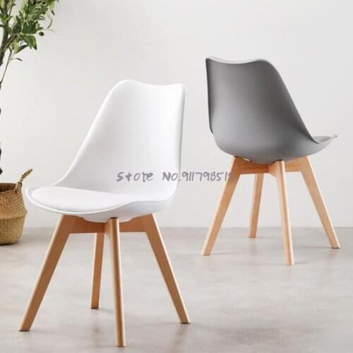 Nordic home solid wood backrest dining chair negotiation desk modern minimalist casual cafe makeup stool