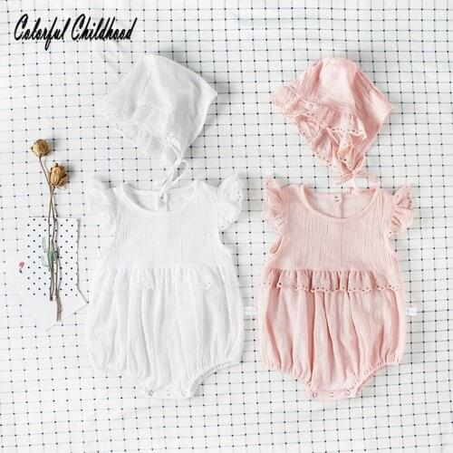 Adorable little Girl Clothes Summer Baby Rompers Roupas Bebes Flower Lace Dress Newborn Body pajamas Cotton 0-24m