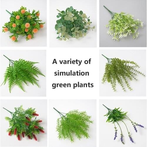 A variety of artificial simulation green plant bouquets home wedding garden decoration long branch bouquets DIY bridal silk simu