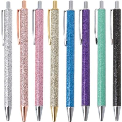 Luxury Metal Ballpoint Pen 1.0mm Glitter Oil Flow Pens Office Supplies School Stationery