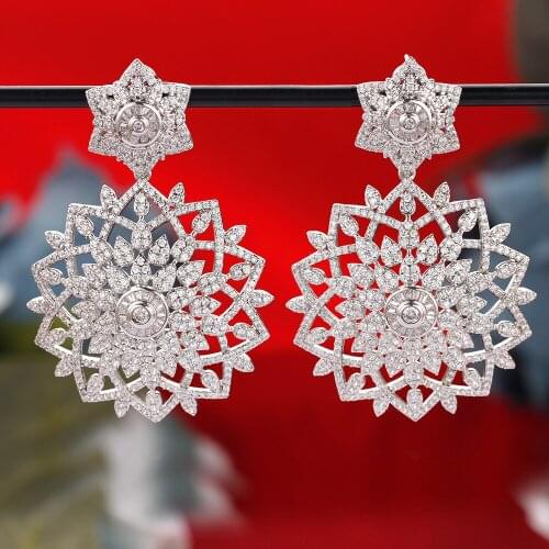 Luxury Brand New Design Best-selling Drop Earrings Shiny Cubic Zirconia Fashion Charming Jewelry For Women Wedding