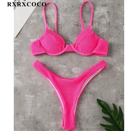 RXRXCOCO Bikini Swimwear Women Swimsuit 2021 Solid Brazilian Bikini Set Push Up Bathing Suit Female Summer Beach Wear Biquini