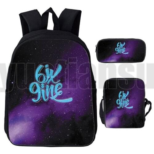 Tekashi 69 Backpack Men Album GOOBA Bag 3D Print Rapper 6ix9ine Schoolbags Anime Teenager 3 Pcs/Set 12/16 Inch Bookbag Back Pack