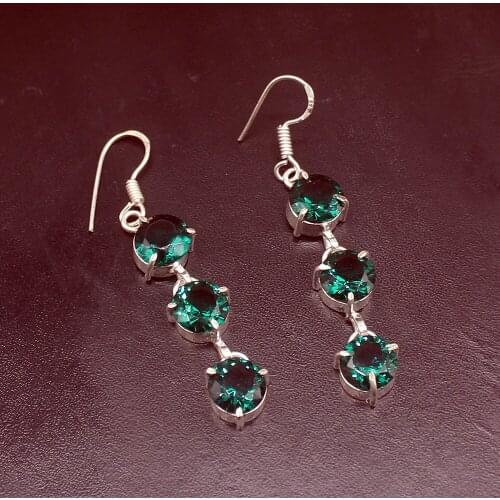 Gemstonefactory Big Promotion Single Unique 925 Silver Charming Green Topaz New Arrival Women Dangle Drop Earrings 20211758