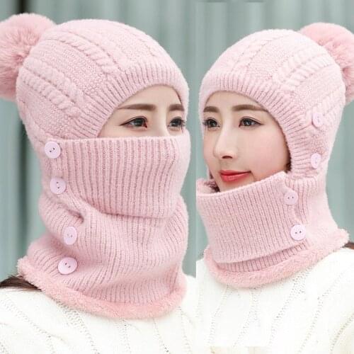 Fashion Women Hat Winter Knit Beanie Hat Neck Warmer Fleece Lined Skull Cap For Women Outdoor Casual Hat For Girls