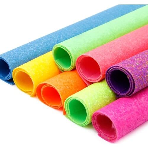 Shimmer Chunky Glitter Faux Leather Sheets Neon Solid Color Synthetic Leather Fabric 20x33cm for DIY Earrings Hair Bows Crafts