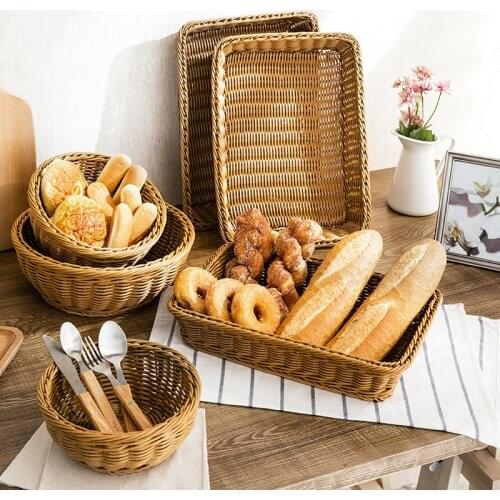 Nordic Hand-woven Storage Basket Wicker Rattan Fruit Basket Plant Food Bread Sundries Container Basket for Kitchen Organizer