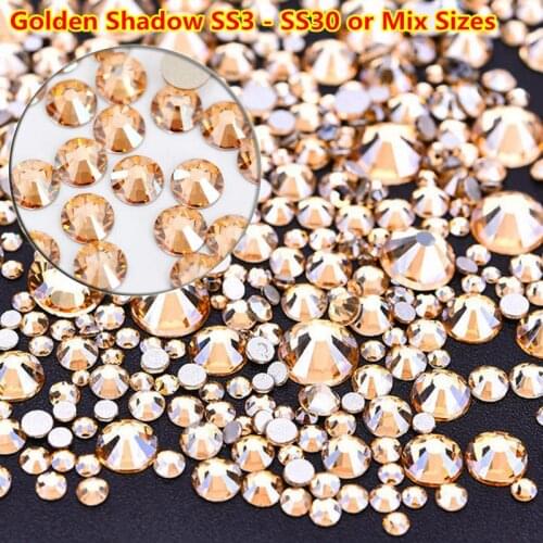 Ss3 - ss30 Mix Size Crystal Golden Shadow Non Hotfix Flat backs Crystal Rhinestones swarovsky SS20 4.6-4.8mm Hotfix Strass Stone