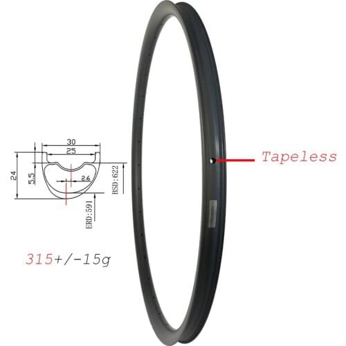 315g Ultralight 30mm wide MTB XC Tapeless carbon rim 29er disc clincher tubeless 25mm wide 29'' wheel 24H 28H 32H 36H UD 3K 12K