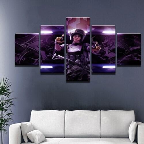 Top Hot Game Tom Clancys Rainbow Six Siege Painting Canvas Wall Art 5 Panel Picture Home Deco Living Room Canvas Print Poster