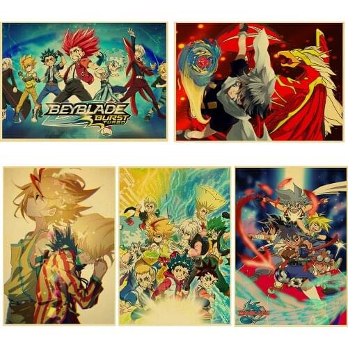 Vintage Japanese animation Beyblade Retro poster Home Furnishing decoration Kraft Game Poster Drawing Painting Wall stickers