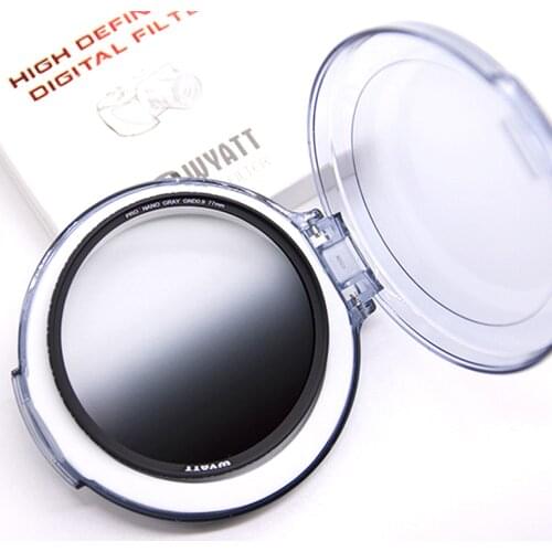 Wyatt 67mm 72mm 77mm 82mm Nano Multi coated Soft Graduated Neutral Density GND8 0.9 GC-GRAY 3 Stop Optical Glass Filter