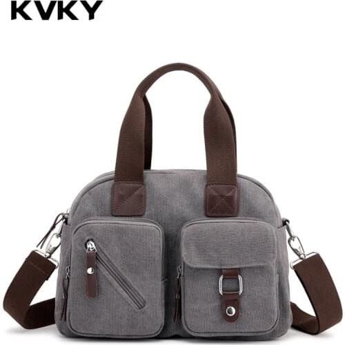 2019 Canvas Women Handbags Large Capacity Female Casual Totes Solid Shoulder Bag Vintage Crossbody Bolsas Bolsos Mujer Feminina