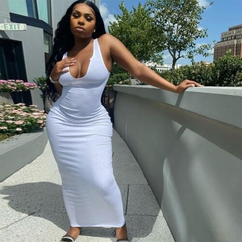 Ribbed Knitted Stripe Women Pure Sleeveless Midi Dress V Neck Bodycon Sexy Streetwear Party Club Elegant 2021 Summer