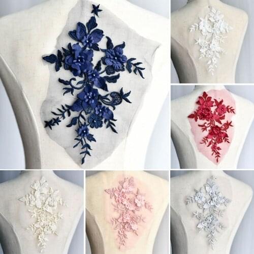 1Pc 3D Embroidery Lace Patch Flowers for Dance Clothes Wedding Accessories DIY Handmade Scrapbooking